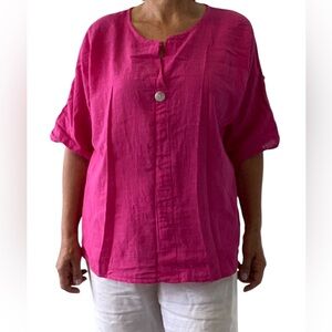 100% cotton Women's Pink Top, made in Italy EUC Size L